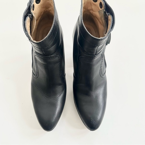 ACNE STUDIOS | “TRACK” BLACK LEATHER TABBED PLATFORM BOOTIES HEEL EXPOSED ZIPPER - Picture 5 of 10